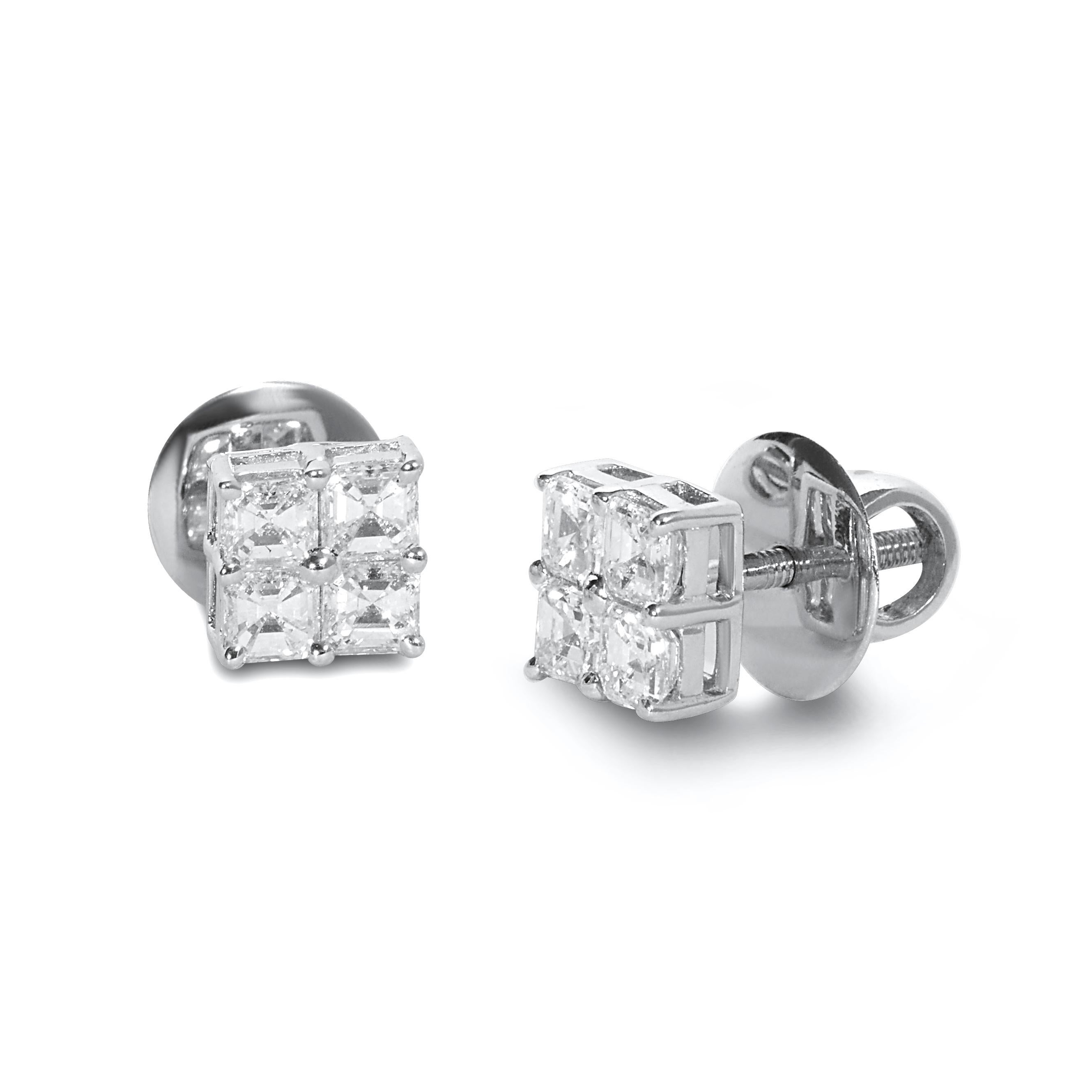 18 Karat White Gold Asscher Cut Diamond Stud Earrings

Elegant ear studs set in 18 karat white gold studded with white asscher cut diamonds (VVS-VS Purity). These ear studs are ideal for every day wear.

Asscher Cut Diamonds - 1.20cts 