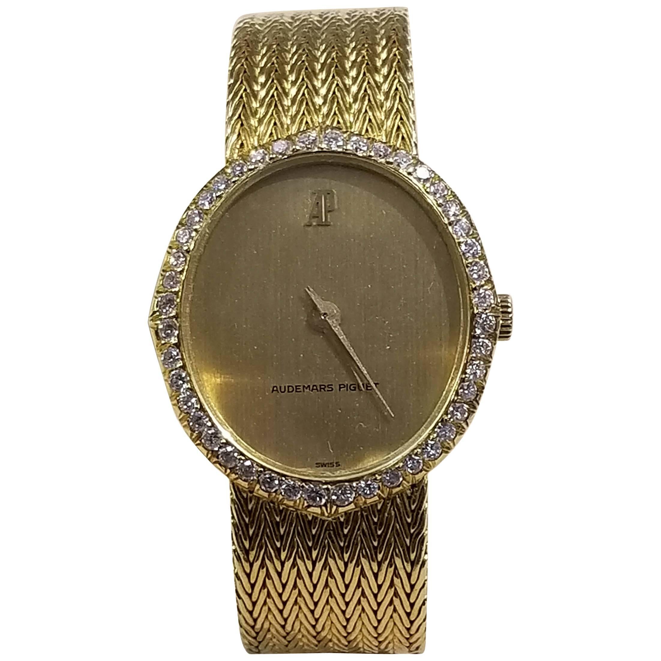 18 Karat White Gold Audemars Piguet Mechanical Watch For Sale
