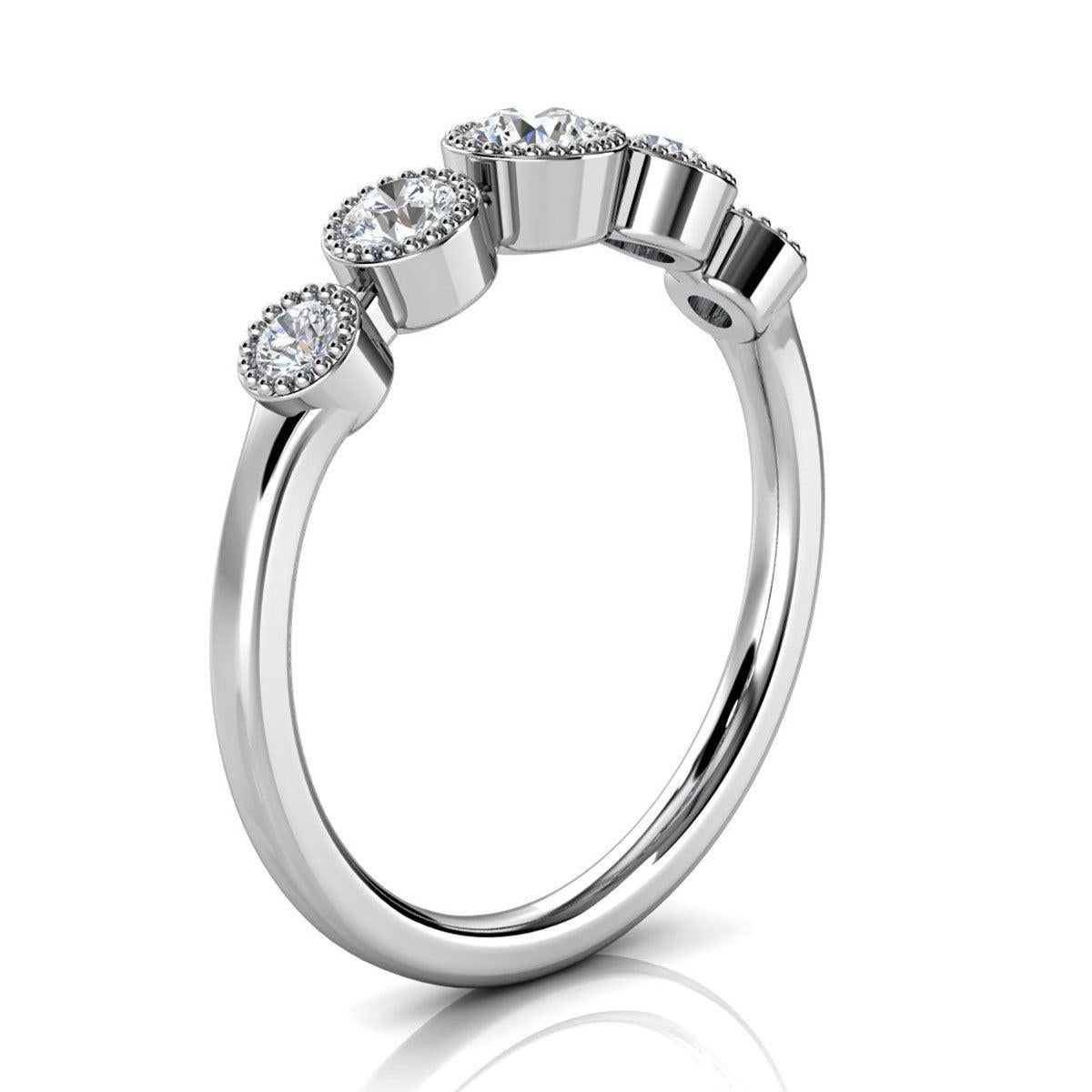 For Sale:  18 Karat White Gold Augusta Bezel Milgrain Diamond Ring '2/5 Carat' 2
