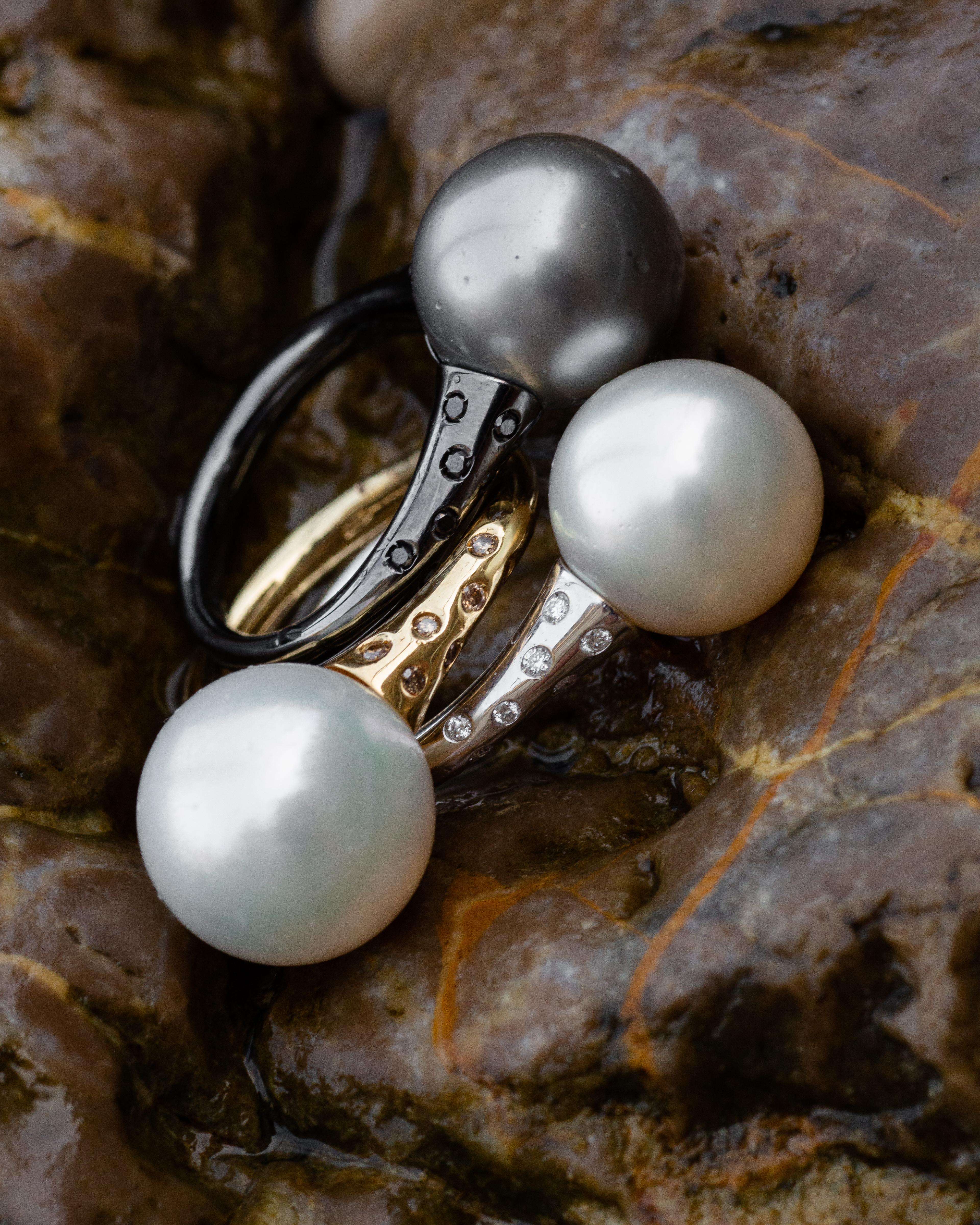 Women's 18 Karat White Gold Australian South Sea Cultured Pearl Ring For Sale