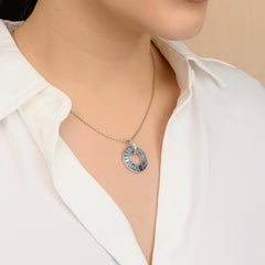 Baguette-Cut Blue Topaz Diamond Circle Pendant Gold Earrings Set