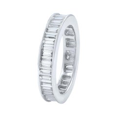 18 Karat White Gold Baguette Cut Diamond Channel Set Eternity Ring 2.26 Carat
