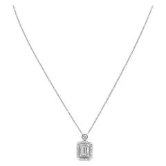 18 Karat Weißgold Baguette-Diamant-Anhänger-Halskette