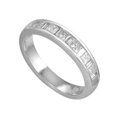 18K White Gold 0.29cts Baguette Princess Diamond Half Eternity Engagement Ring