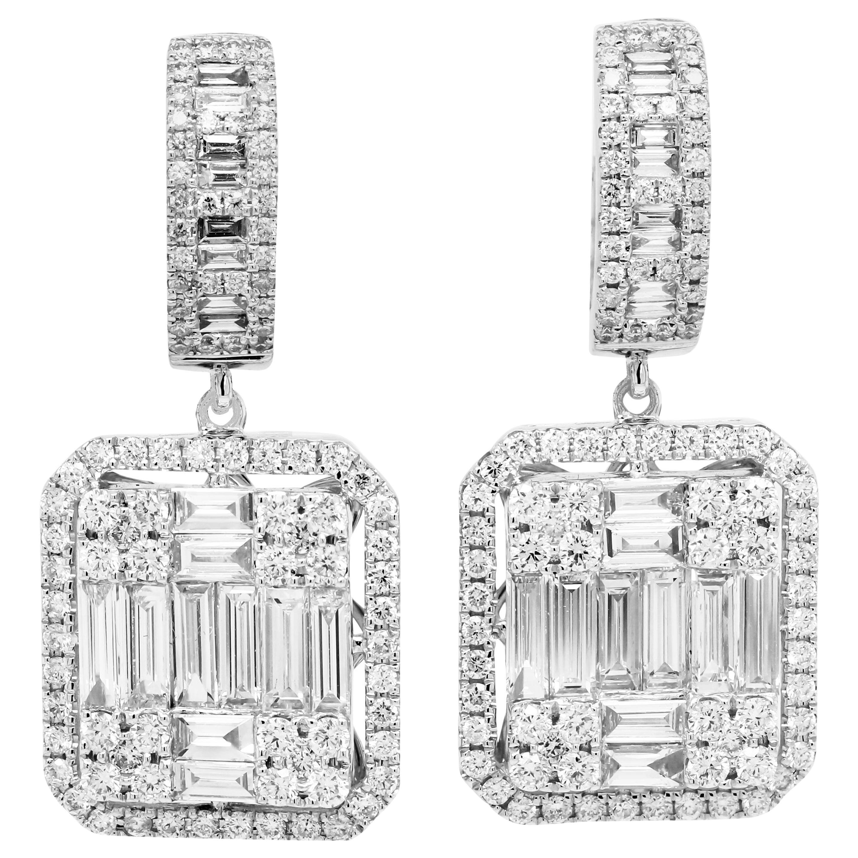 HERCL124 Round & Baguette cut Tear Drop Cluster Diamond Earrings | Shining  Diamonds®