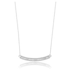 18 Karat Weißgold Baguette & Runder Diamant Gebogene Stab-Halskette