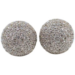 18 Karat White Gold Ball Earrings Pavé Set with 0.78 Carat of Diamond