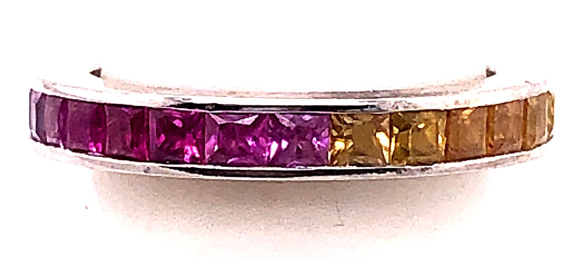 18 Karat White Gold Band / Ring with Multicolored Semi Precious Stones In Good Condition In Stamford, CT