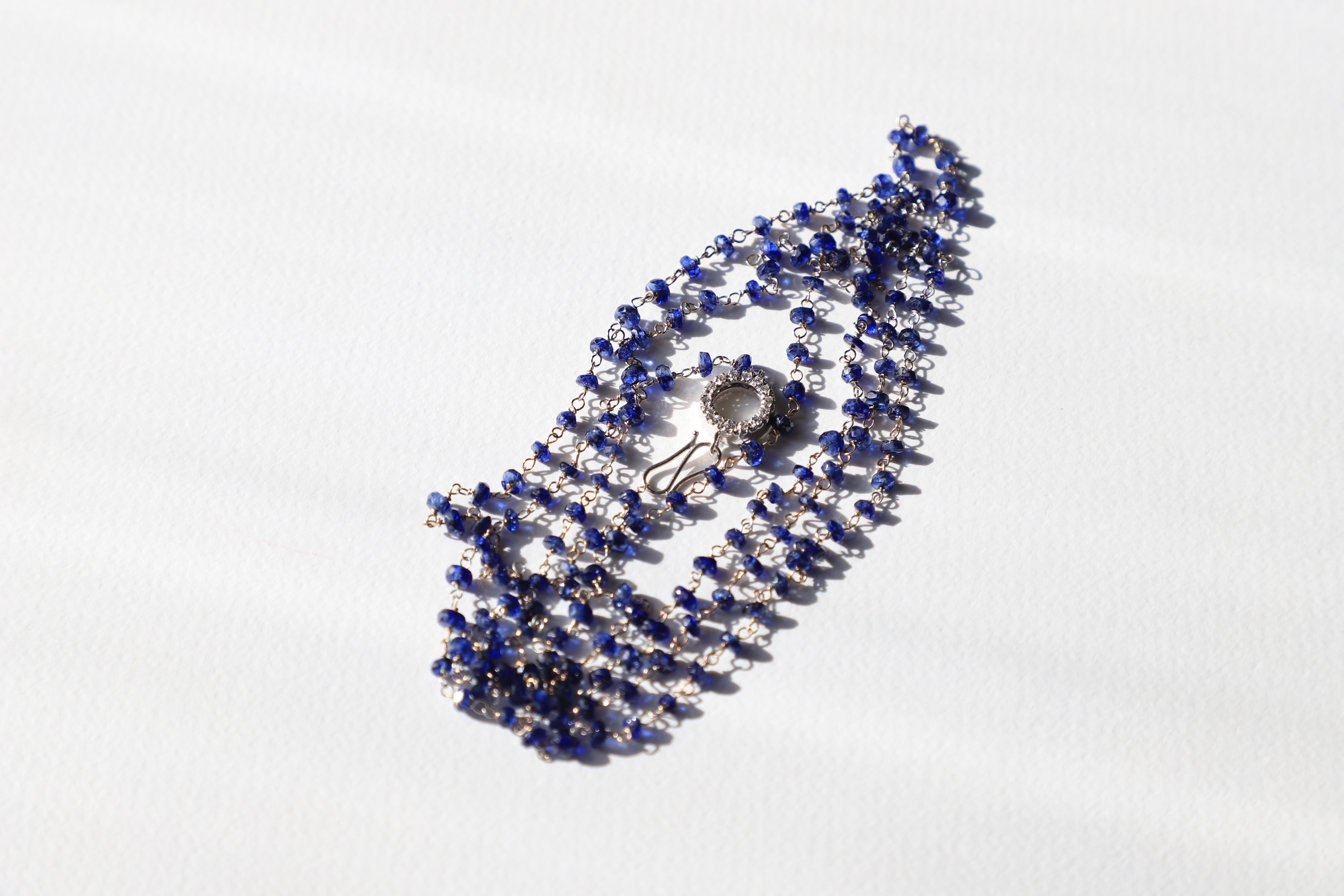 Rossella Ugolini Art Deco Style Blue Sapphire Sautoir Necklace For Sale 6