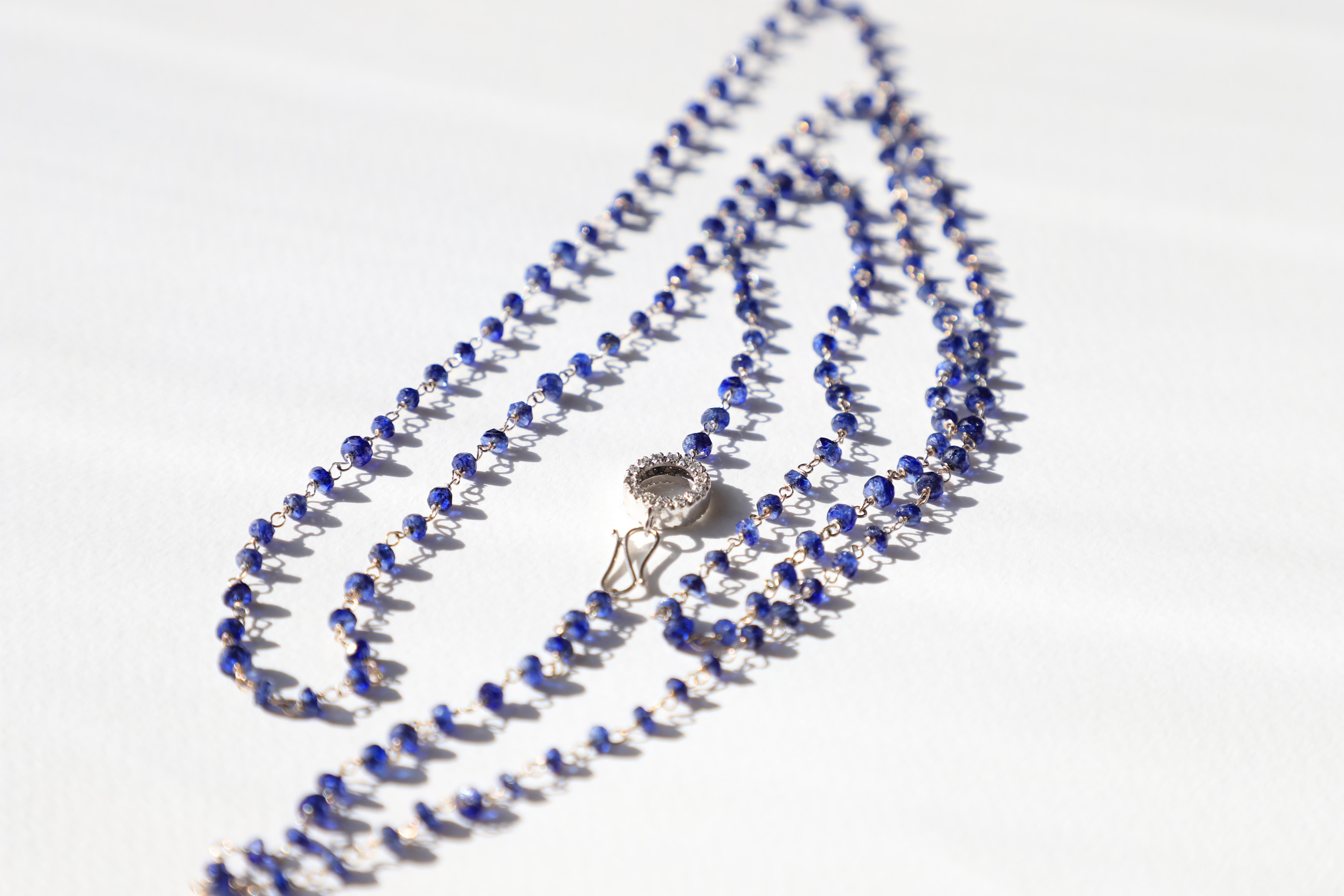 Rossella Ugolini Art Deco Style Blue Sapphire Sautoir Necklace For Sale 8