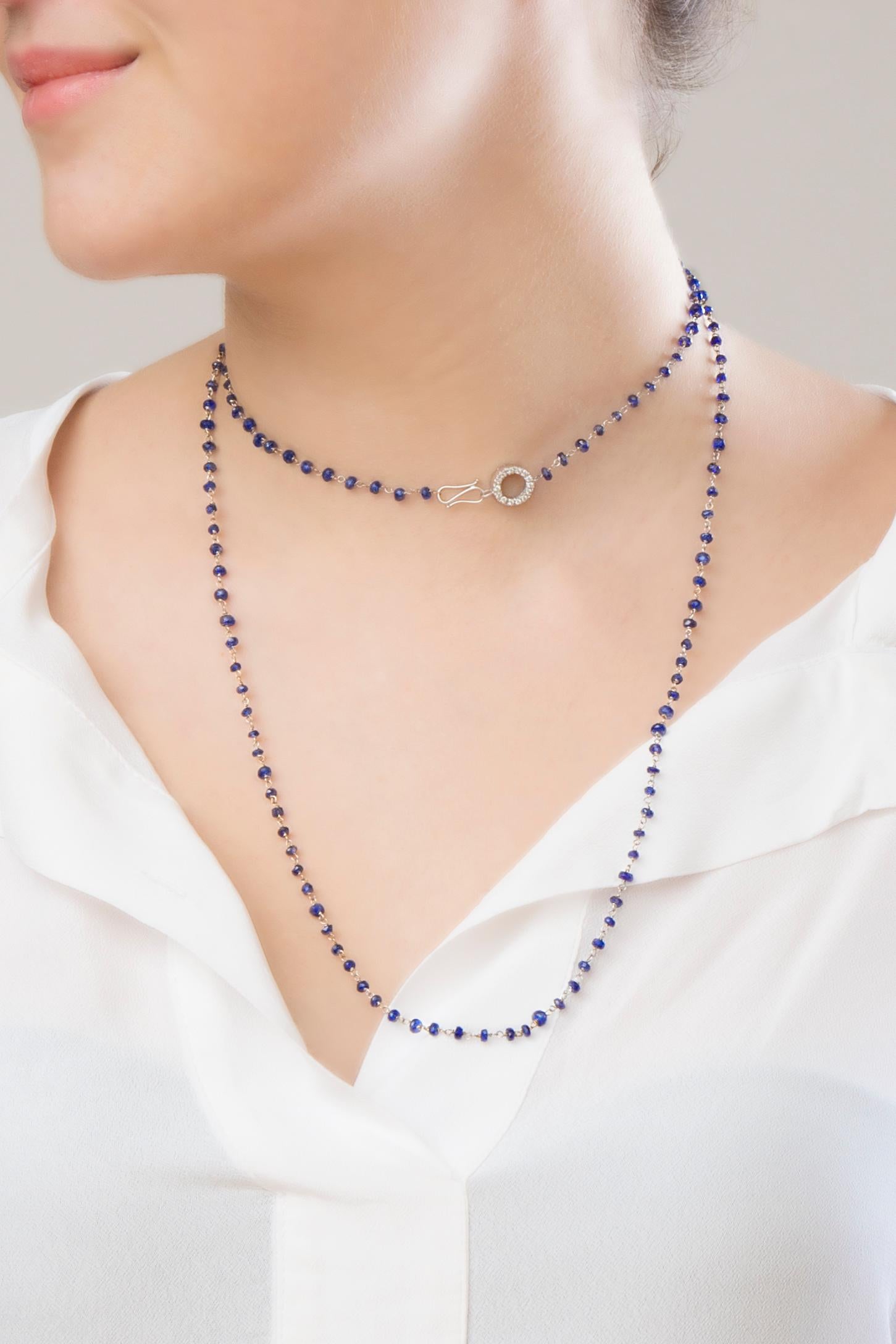 Rossella Ugolini Art Deco Style Blue Sapphire Sautoir Necklace For Sale 3