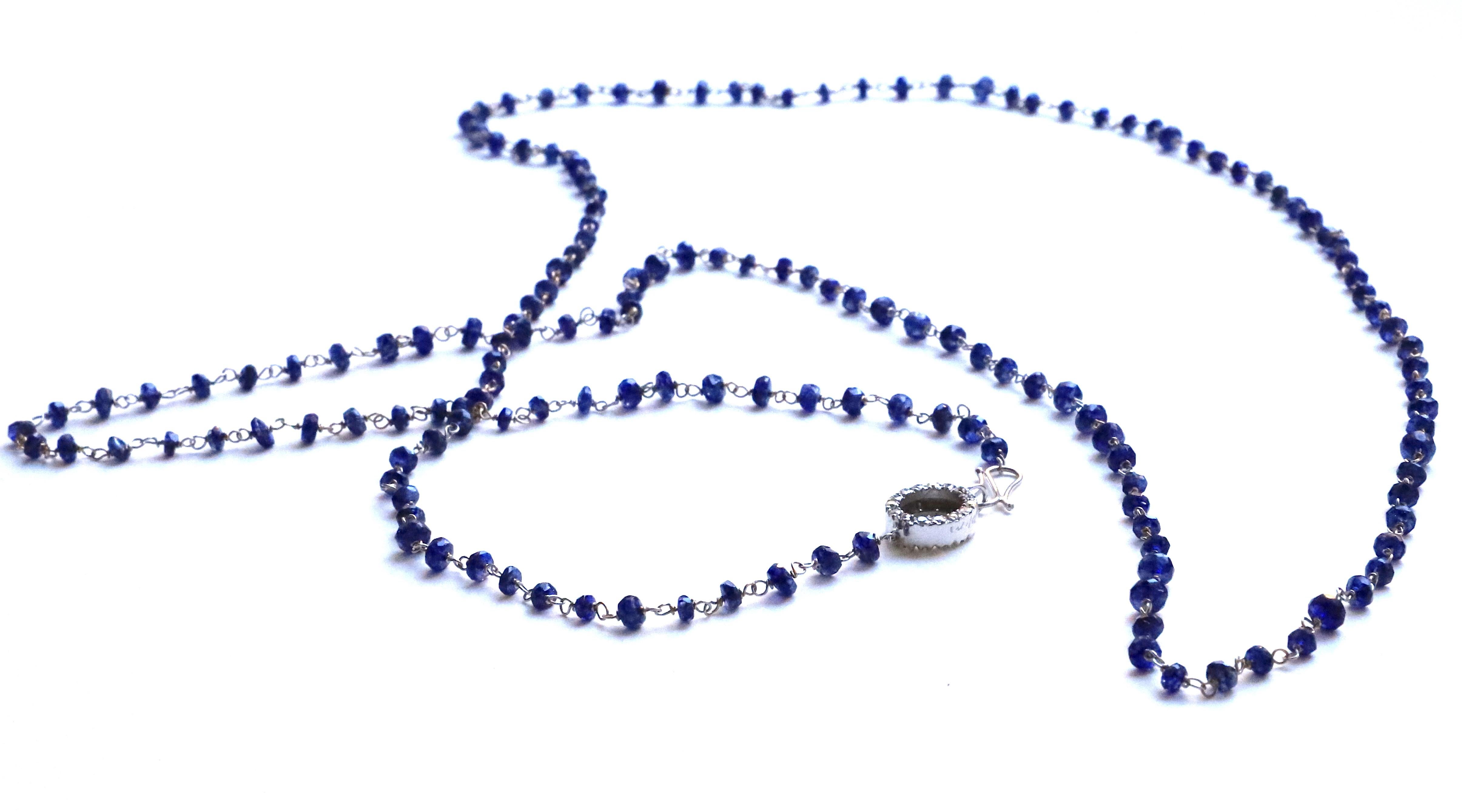 Women's Rossella Ugolini Art Deco Style Blue Sapphire Sautoir Necklace For Sale