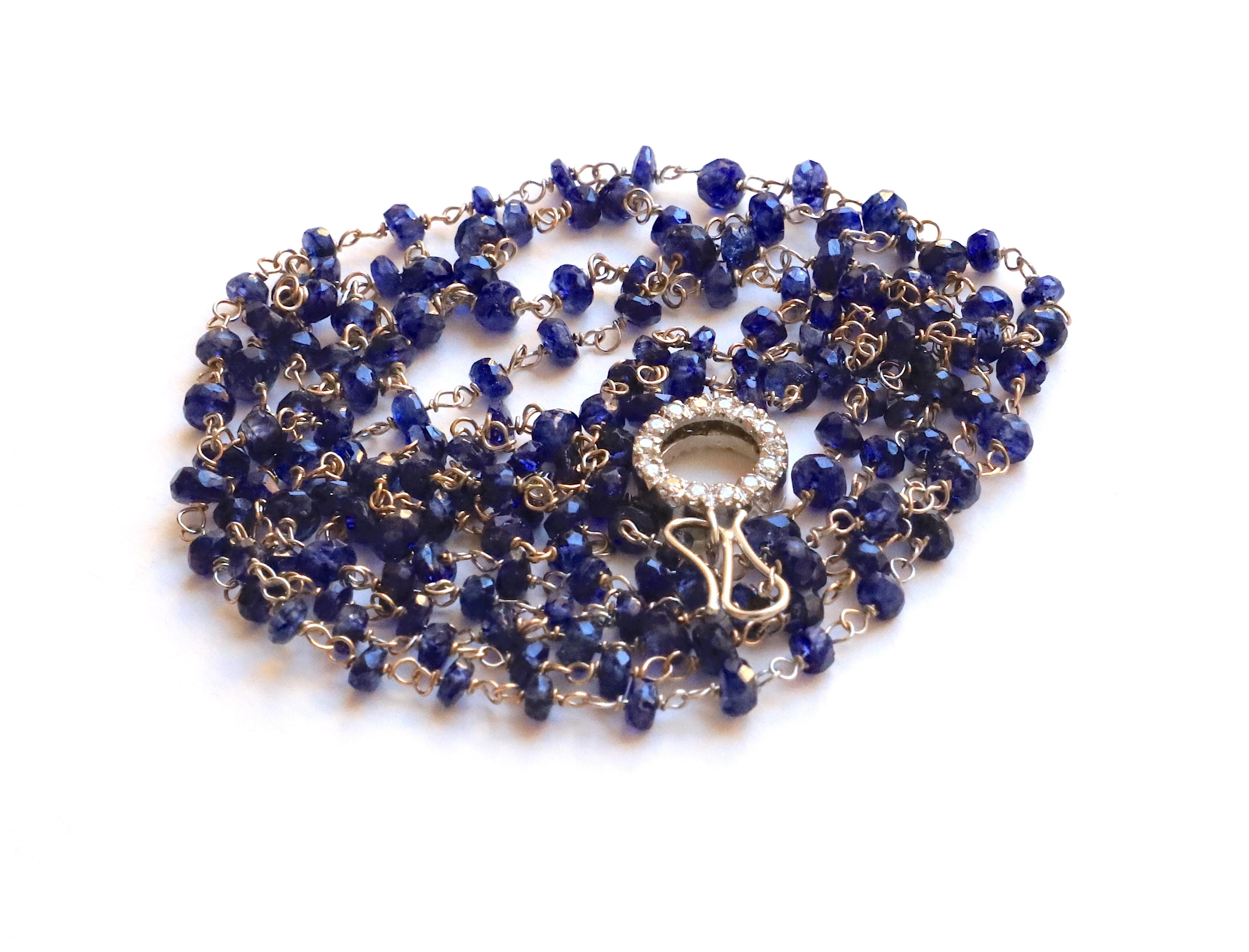 Rossella Ugolini Art Deco Style Blue Sapphire Sautoir Necklace For Sale 4