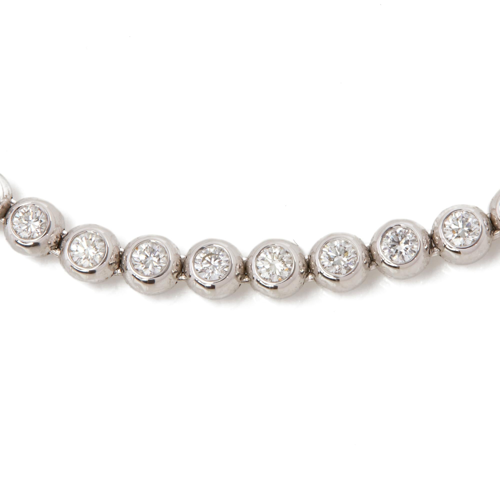 Modern 18 Karat White Gold Beaded Round Brilliant Cut 4.50 Carat Diamond Long Necklace