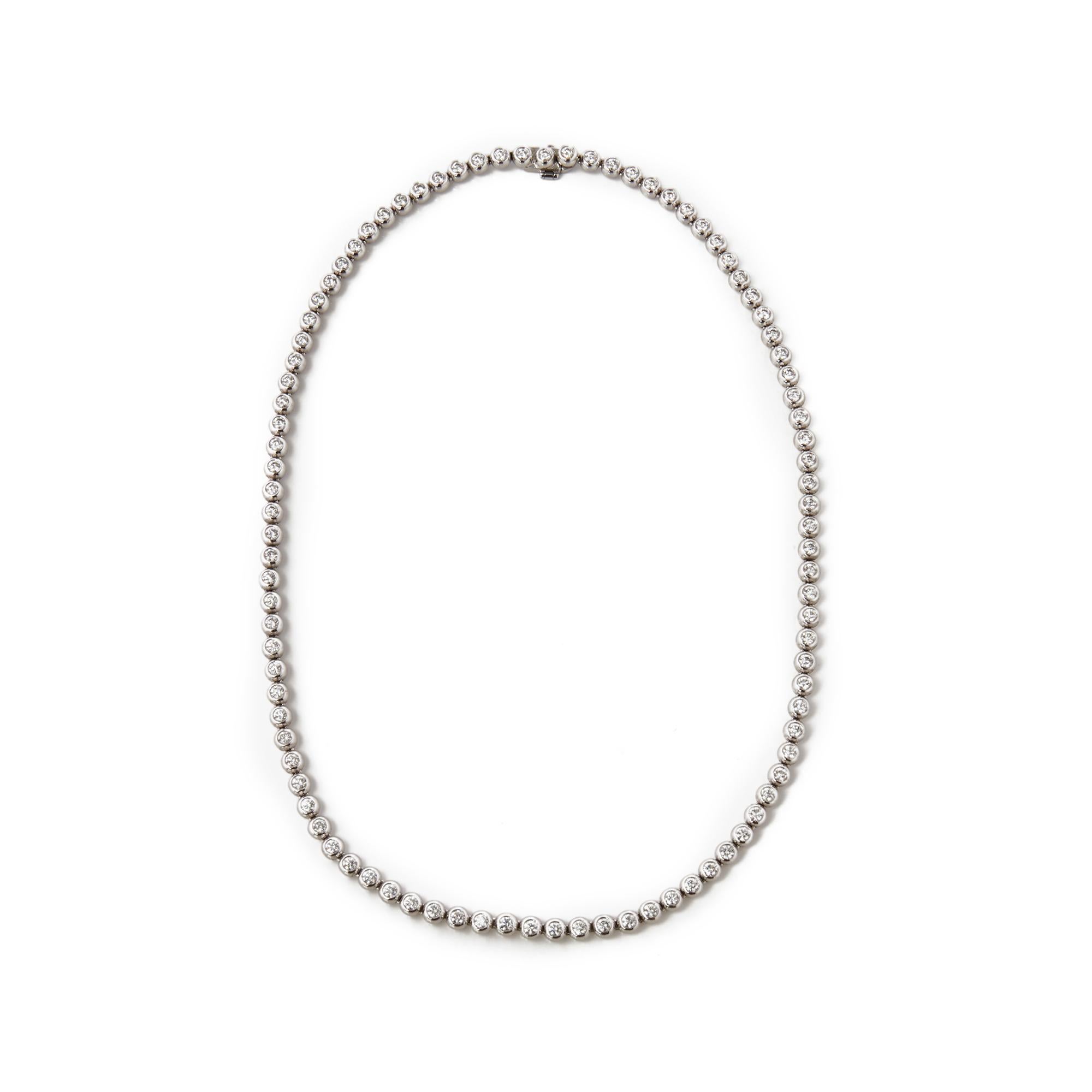 Women's 18 Karat White Gold Beaded Round Brilliant Cut 4.50 Carat Diamond Long Necklace