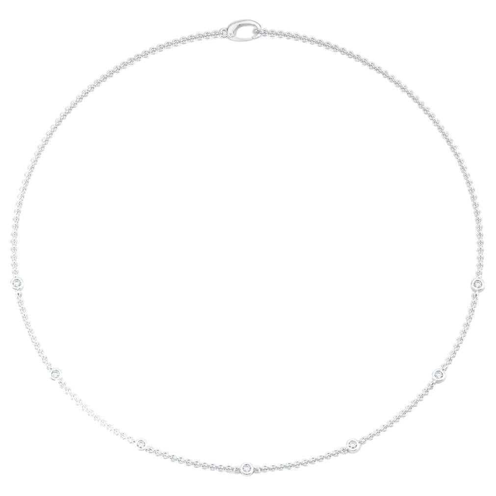18 Karat White Gold Bezel Diamond Strand Necklace '1/3 Carat' For Sale