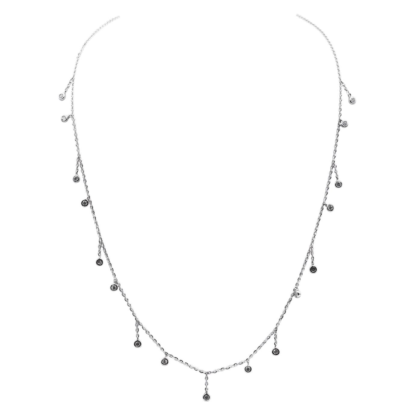 Elegant 7 Carat Diamond Set 18 Karat White Gold Pear Drop Necklace For