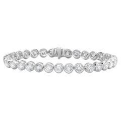 18 Karat White Gold Bezel Set Diamond Inline Tennis Bracelet