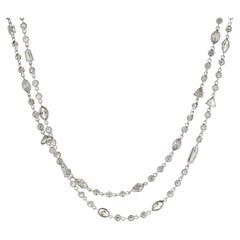 18 Karat White Gold Bezel Set Multi Shape Diamond Necklace