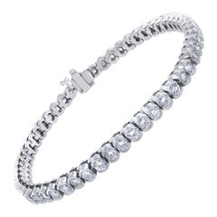 18 Karat White Gold Bezel Set Round Diamond Bracelet 4.93 Carat