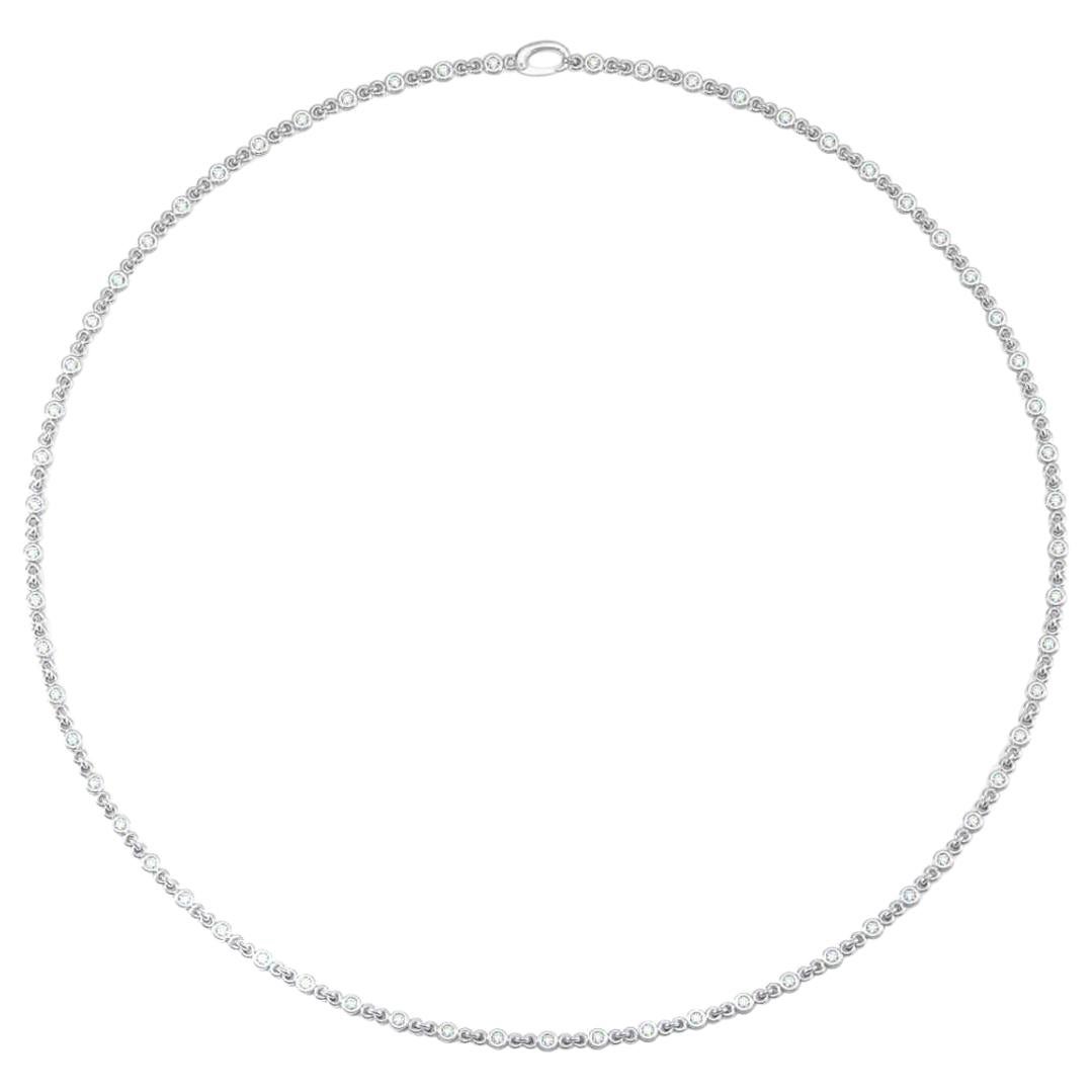 18 Karat White Gold Bezel Station Diamond Necklace '1 1/4 Carat'