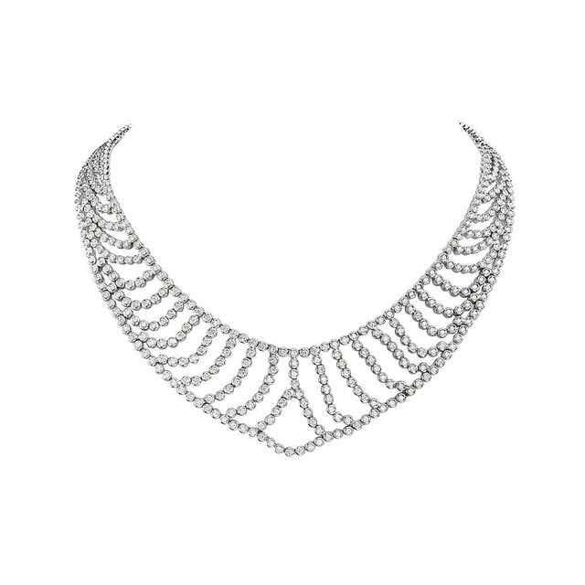 White Gold Diamond Bib Necklace For Sale at 1stDibs | white bib necklace