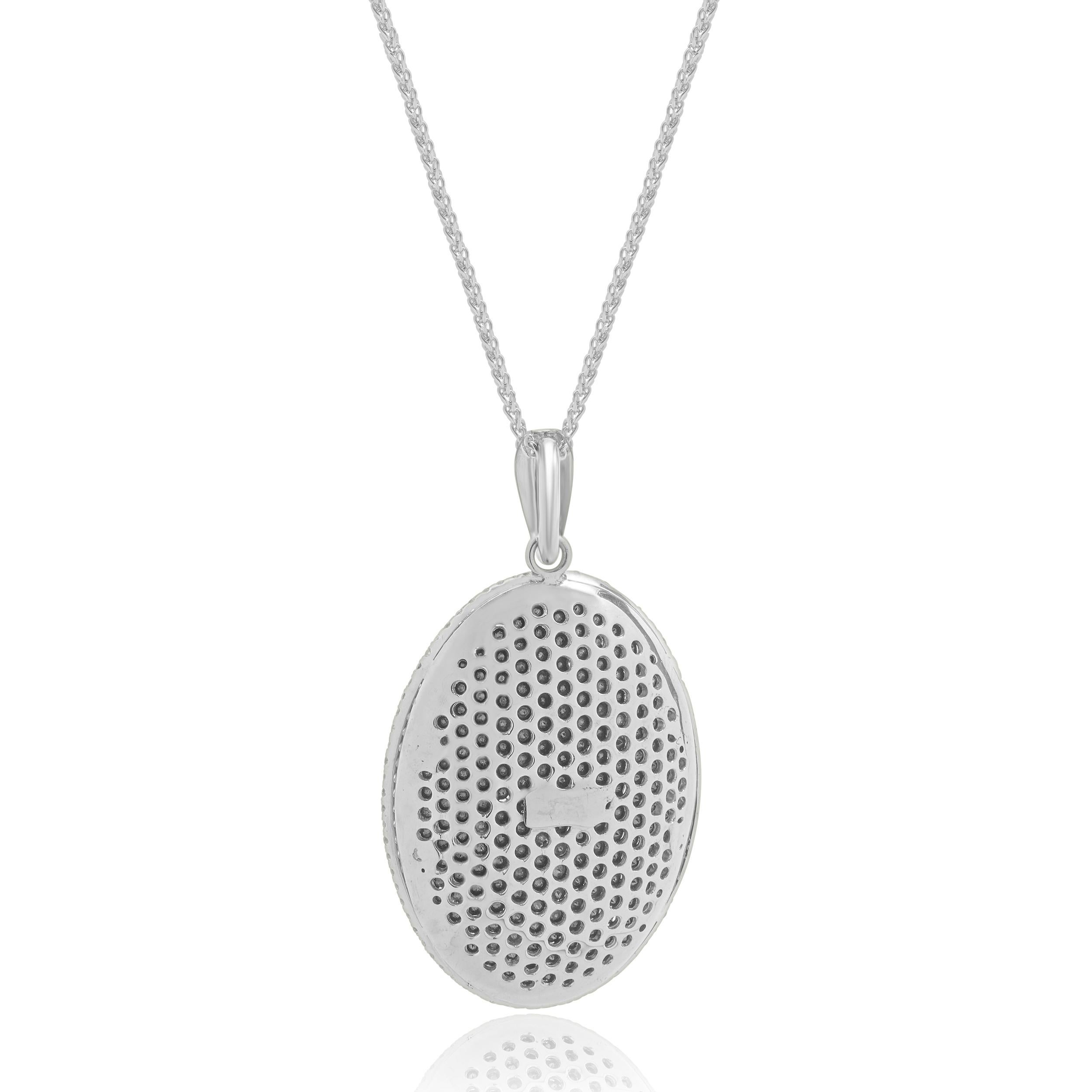 Taglio rotondo Collana con ritaglio di diamanti bianchi e neri in oro bianco 18 carati in vendita