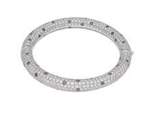 Fraleoni 18 Karat White Gold Black and White Diamonds Bangle