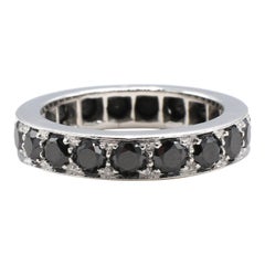 18 Karat White Gold Black Diamond Eternity Band Wedding Stacking Ring