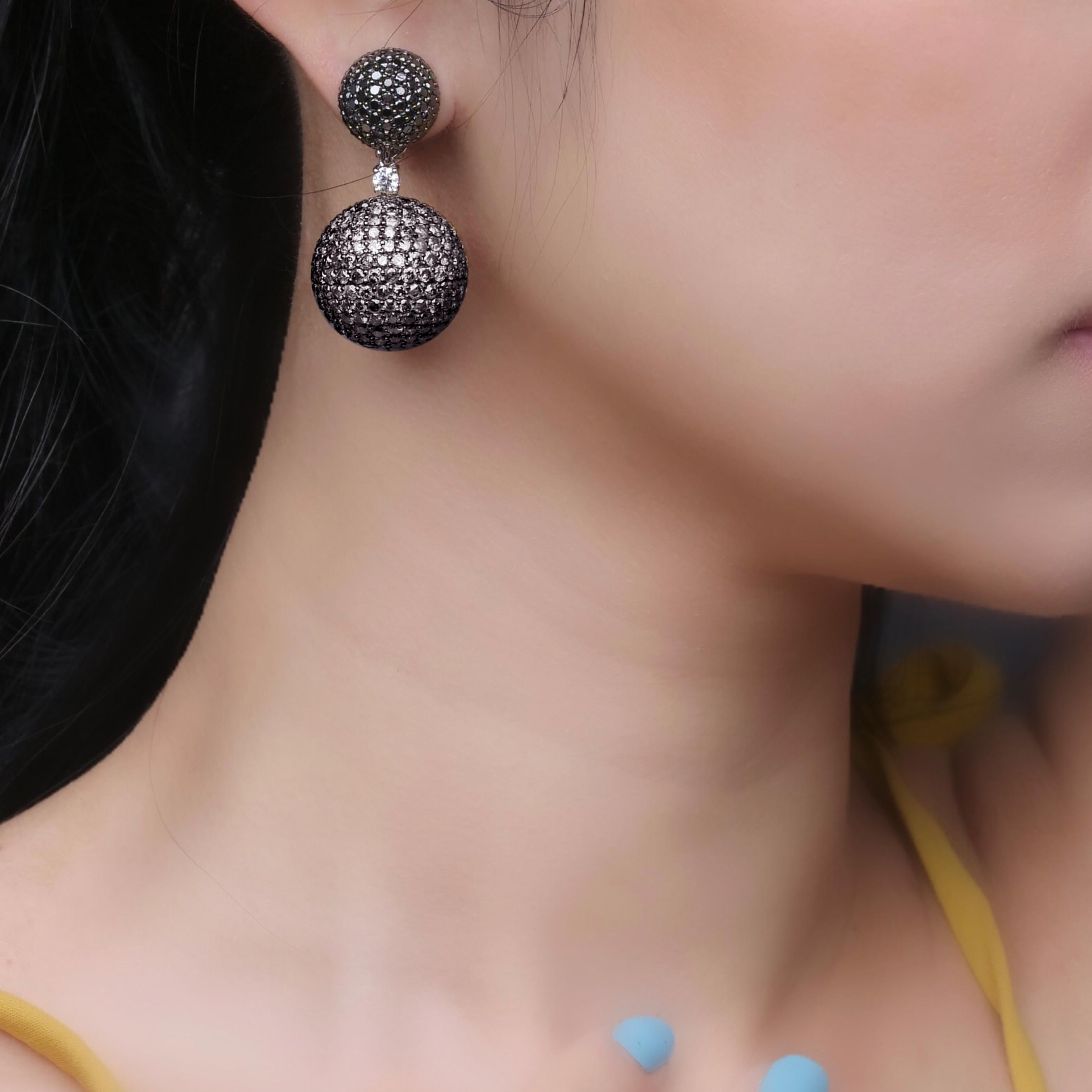 black diamond pave earrings