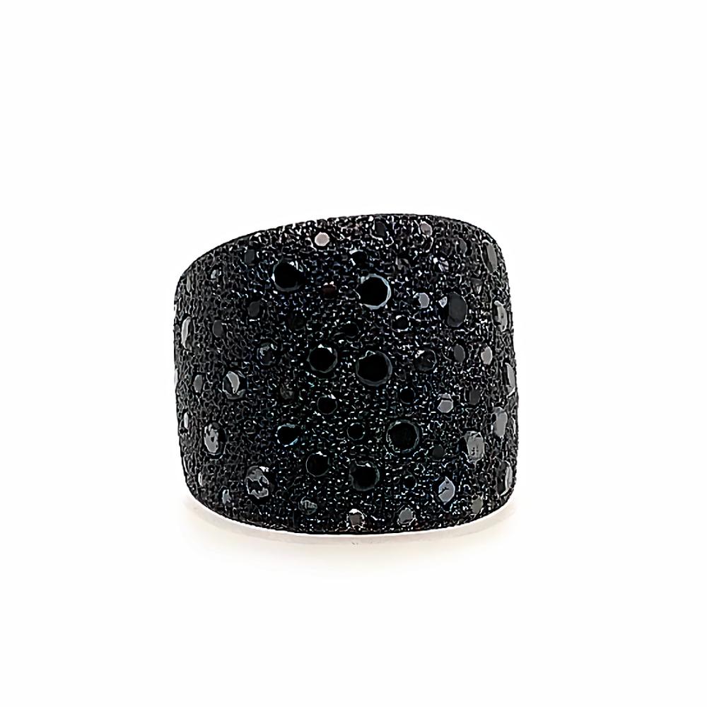 Women's 18 Karat White Gold Black Diamonds Garavelli Band Ring