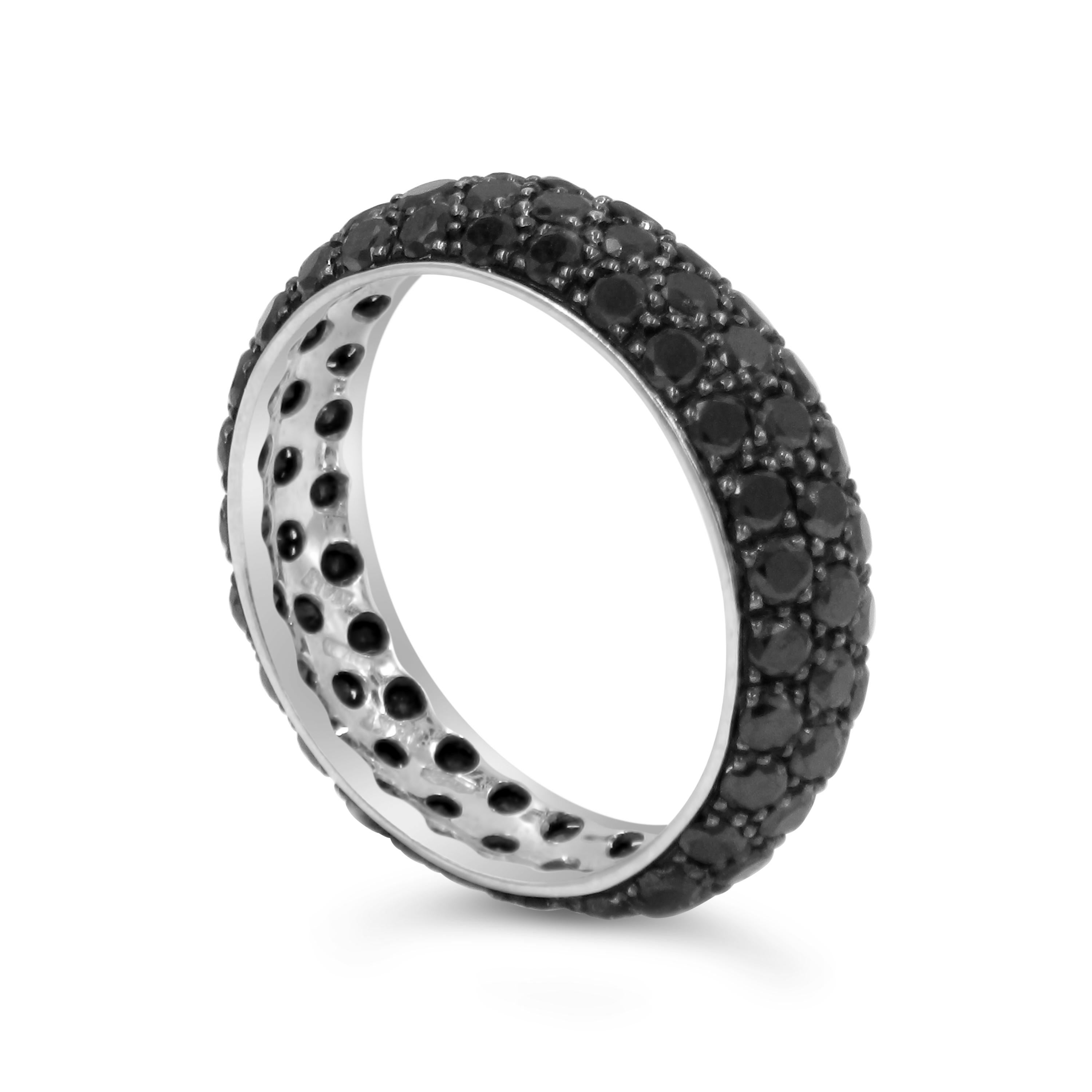 18 Karat White Gold Black Diamonds Pavè Band Eternity Garavelli Ring 4