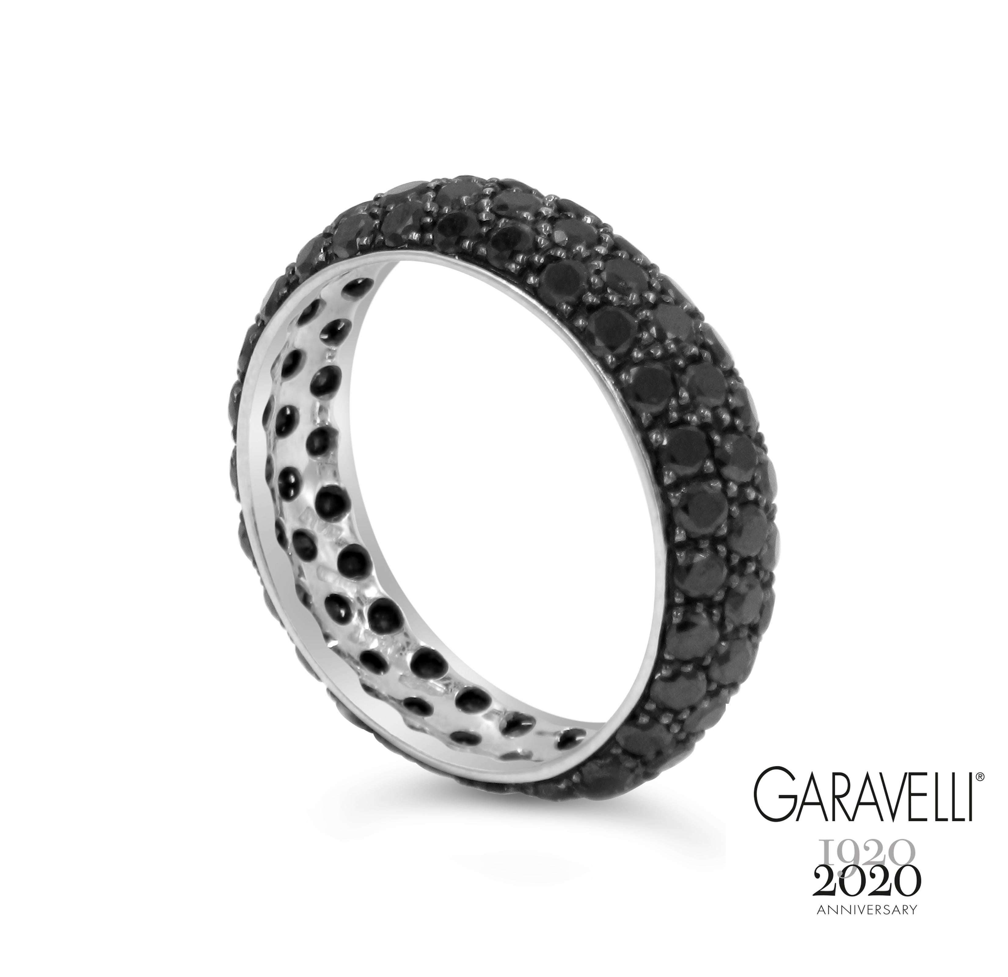 Bague d'éternité Garavelli Pavè en or blanc 18 carats et diamants noirs 5