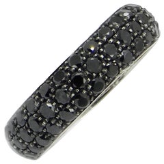 18 Karat White Gold Black Diamonds Pavè Band Eternity Garavelli Ring