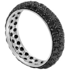 Bague d'éternité Garavelli Pavè en or blanc 18 carats et diamants noirs