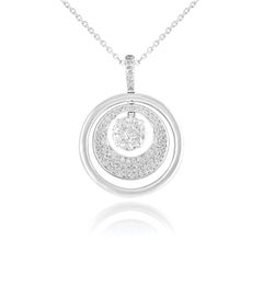 18 Karat White Gold Black Enamel White Diamond Love Necklace