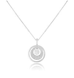 18 Karat White Gold Black Enamel White Diamond Love Necklace