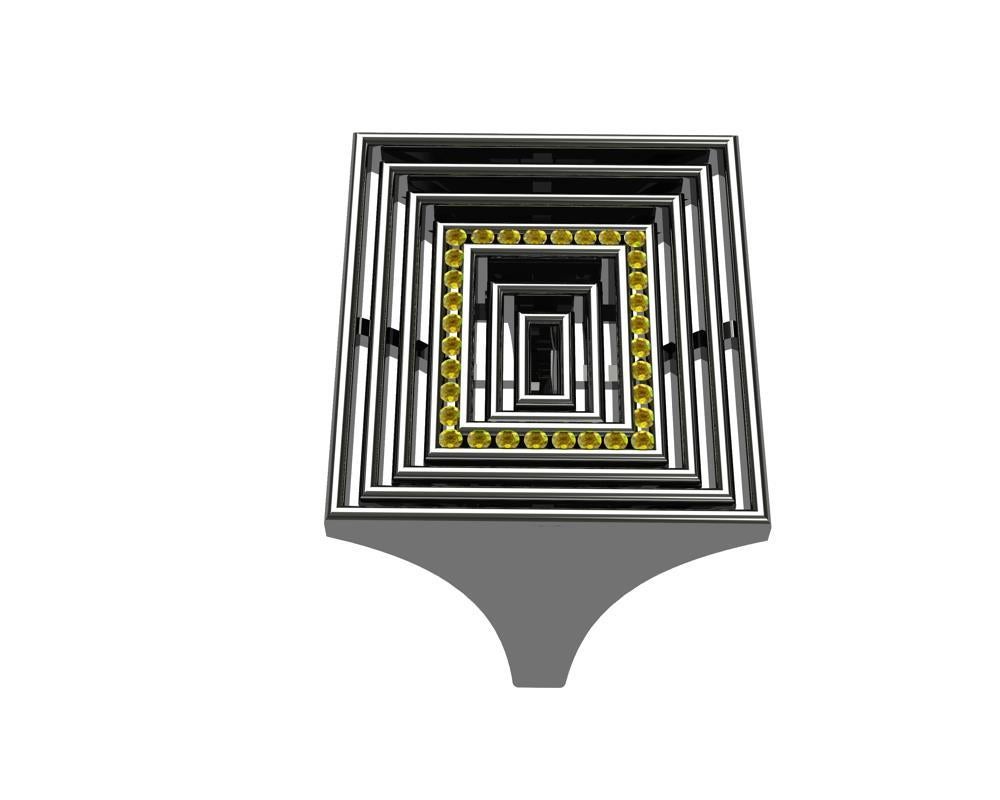 Rechteckige Skulptur aus 18 Karat Weißgold mit schwarzem Rhodium und lebhaften gelben Diamanten () 5
