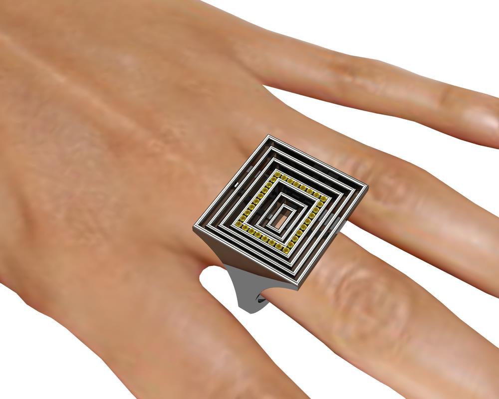 Rechteckige Skulptur aus 18 Karat Weißgold mit schwarzem Rhodium und lebhaften gelben Diamanten () 6