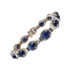 18 Karat White Gold Blue Sapphire and Diamond Bracelet