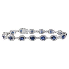 18 Karat White Gold Blue Sapphire and Diamond Bracelet 