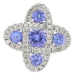 18 Karat White Gold, Blue Sapphire, and Diamond Pendant for Necklace