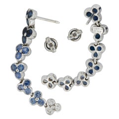 18 Karat White Gold, Blue Sapphire and Diamond Dangle Earrings by Jean Vitau