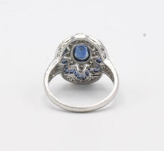 18 Karat White Gold Blue Sapphire & Natural Diamond Dome Ring