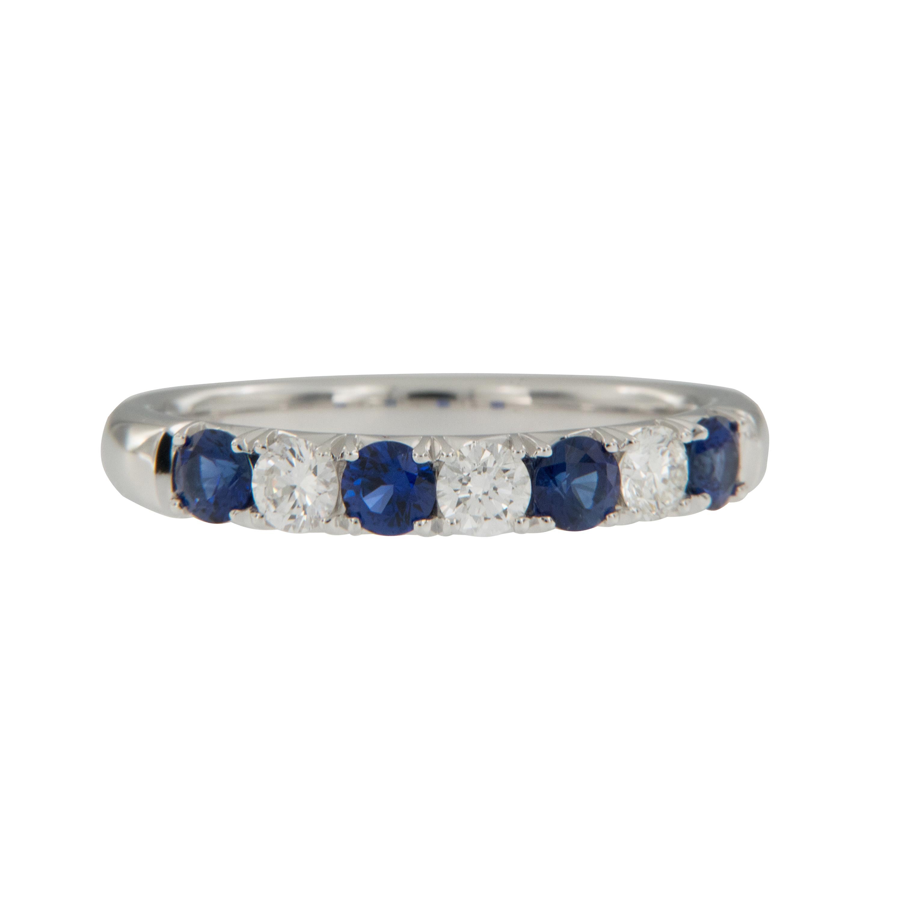 Spark is well known for making some of the most beautiful colored gemstone jewelry for the last 49 years. Crafted in fine 18 karat white gold with the liveliest, saturated blue sapphires & beautiful white diamonds, this ring looks fantastic alone or