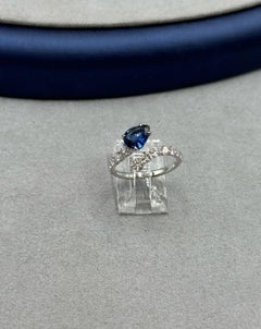 18 Karat White Gold Blue Sapphire and Diamond Snake Ring