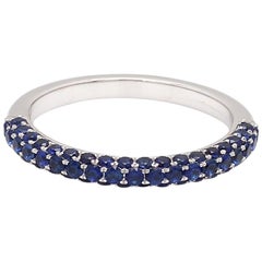 18 Karat White Gold Blue Sapphire Wedding Stack Ring Band