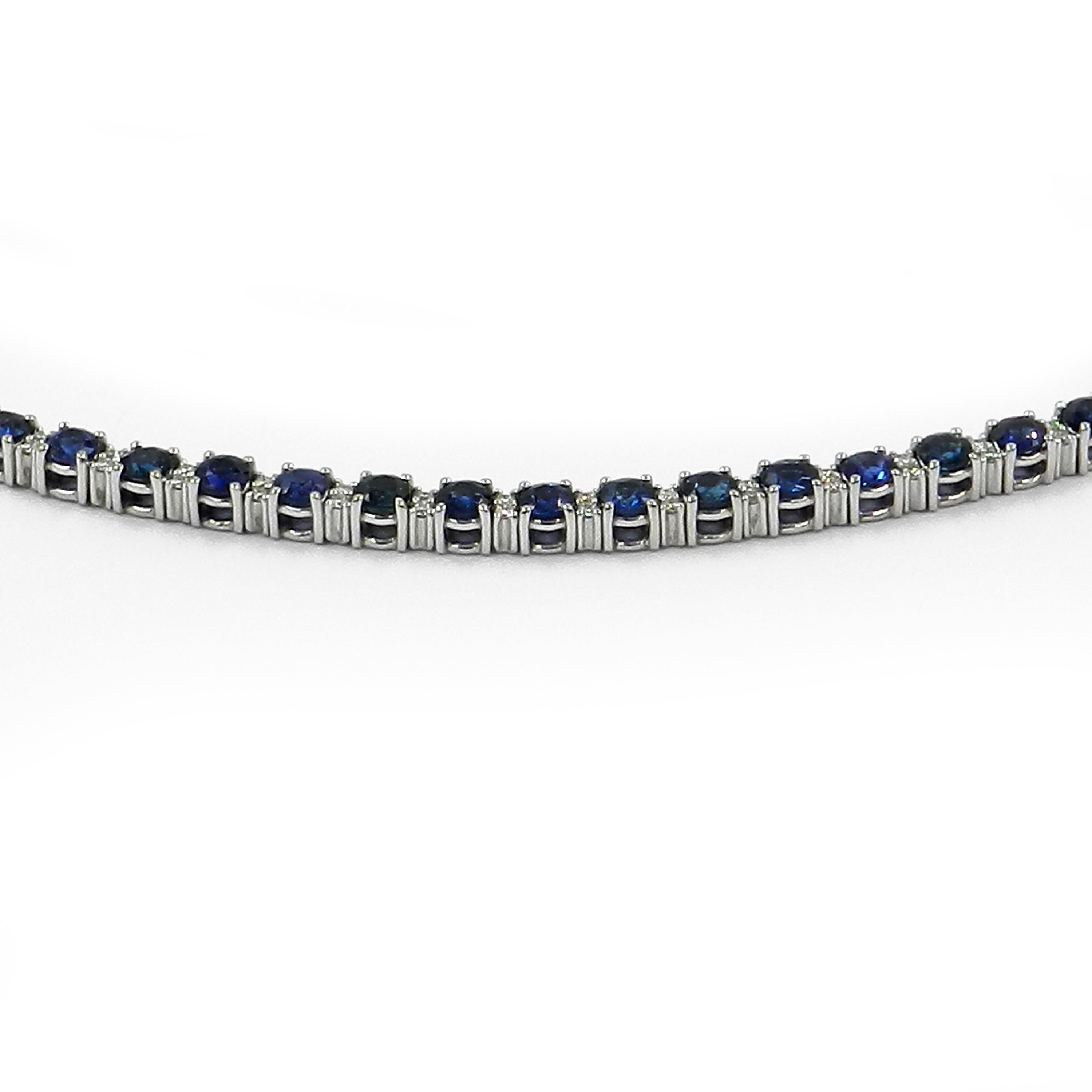 Women's 18 Karat White Gold Blue Sapphires and Diamonds Garavelli Necklace