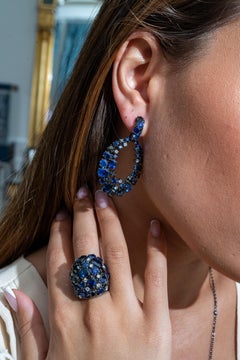 Ocean Treasure Blue Sapphires Diamond Ring