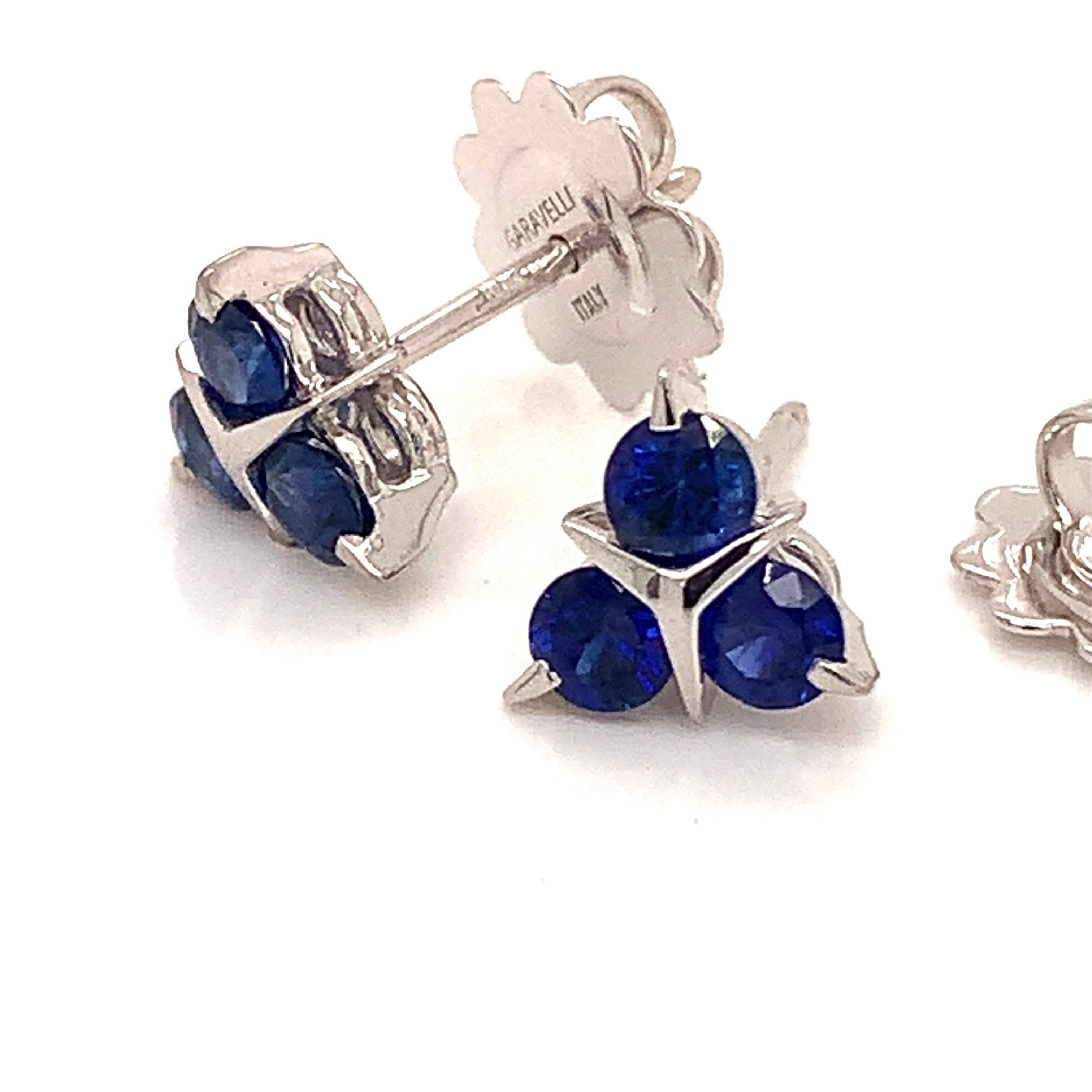 18 Karat White Gold Blue Sapphires Garavelli Earrings 2